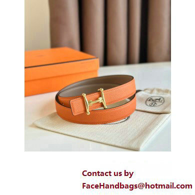 Hermes Mors H belt buckle & Reversible leather strap 24 mm 06 2023